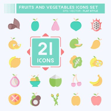 Meyve ve sebze ikonu. Sağlıklı sembolle ilgili. Düz stil. düzenlenebilir