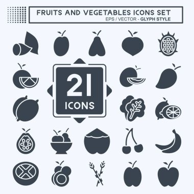 Meyve ve sebze ikonu. Sağlıklı sembolle ilgili. Kabartma tarzı. düzenlenebilir