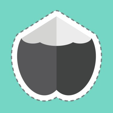Çıkartma çizgisi Coconut 'ı kesti. Meyve ve Sebze Sembolü ile ilgili. düzenlenebilir