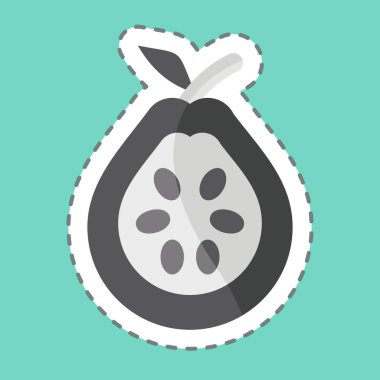 Çıkartma çizgisi Guava 'yı kesti. Meyve ve Sebze Sembolü ile ilgili. düzenlenebilir