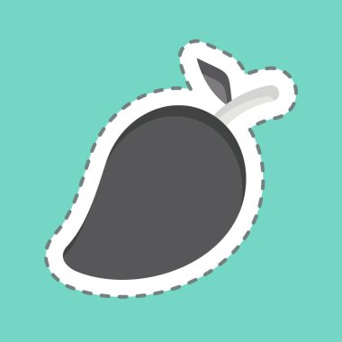 Etiket çizgisi Mango 'yu kesti. Meyve ve Sebze Sembolü ile ilgili. düzenlenebilir