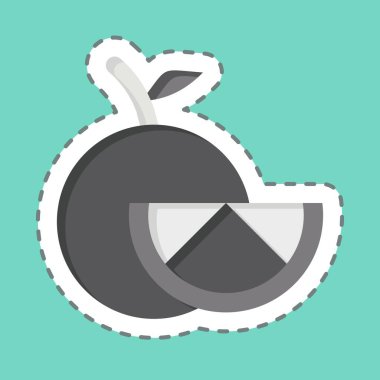 Çıkartma çizgisi Orange 'ı kesti. Meyve ve Sebze Sembolü ile ilgili. düzenlenebilir