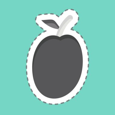 Çıkartma çizgisi Plum 'u kesti. Meyve ve Sebze Sembolü ile ilgili. düzenlenebilir