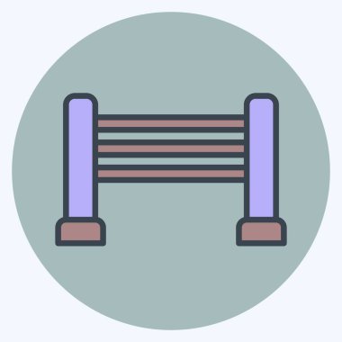 Simge Atlayışı. Binicilik sporu sembolüyle ilgili. renk arkadaşı stili. dizayn edilebilir