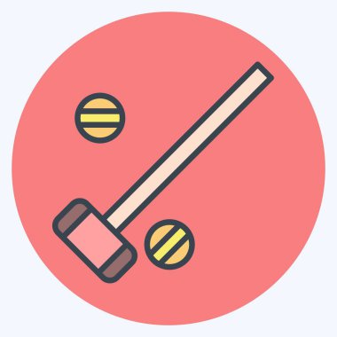 Simge çekiçleri ve top. Binicilik sporu sembolüyle ilgili. renk arkadaşı stili. düzenlenebilir