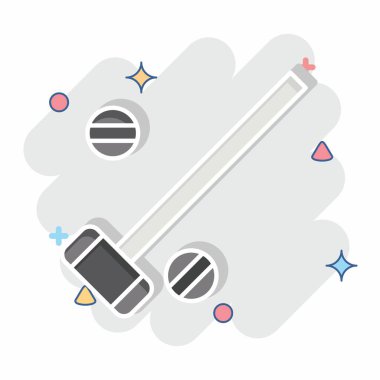 Simge çekiçleri ve top. Binicilik sporu sembolüyle ilgili. Çizgi roman. düzenlenebilir