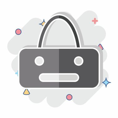 Simgesel Spor Çantası. Binicilik sporu sembolüyle ilgili. Çizgi roman. dizayn edilebilir