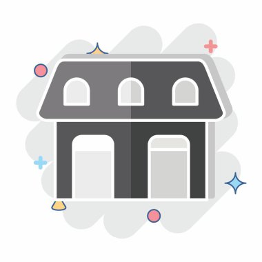 Simge stabil. Binicilik sporu sembolüyle ilgili. Çizgi roman. dizayn edilebilir