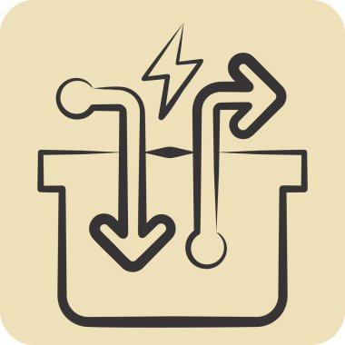 Simge Sıkıştırılmış Hava Deposu. Enerji Depolama sembolüyle ilgili. el çizimi biçim