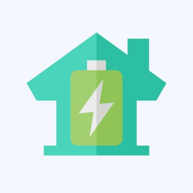 Simge Enerjisi Deposu. Enerji Depolama sembolüyle ilgili. Düz stil. düzenlenebilir 1