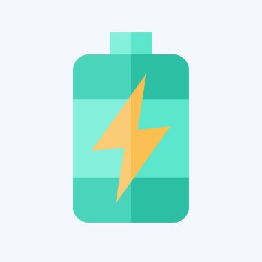 Simge Enerjisi Deposu. Enerji Depolama sembolüyle ilgili. Düz stil. düzenlenebilir