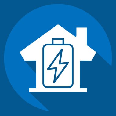 Simge Enerjisi Deposu. Enerji Depolama sembolüyle ilgili. Uzun gölge tarzı. düzenlenebilir 1