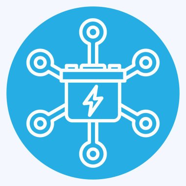 Simge Izgara Enerji Deposu. Enerji Depolama sembolüyle ilgili. Mavi gözlü. düzenlenebilir