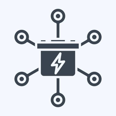 Simge Izgara Enerji Deposu. Enerji Depolama sembolüyle ilgili. Kabartma tarzı. düzenlenebilir