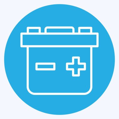 Simge Kurşun Asit Bataryası. Enerji Depolama sembolüyle ilgili. Mavi gözlü. düzenlenebilir