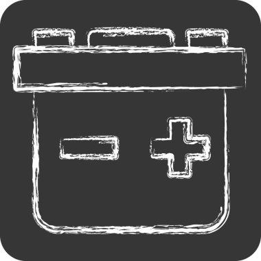 Simge Kurşun Asit Bataryası. Enerji Depolama sembolüyle ilgili. Tebeşir stili. düzenlenebilir