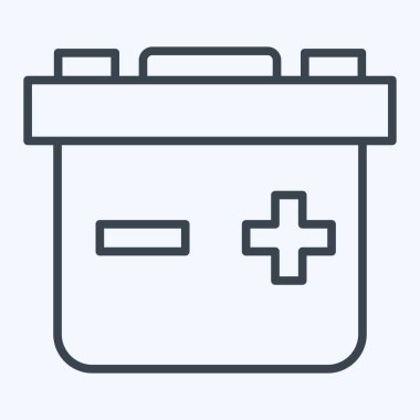 Simge Kurşun Asit Bataryası. Enerji Depolama sembolüyle ilgili. Sıra tarzı. düzenlenebilir