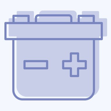 Simge Kurşun Asit Bataryası. Enerji Depolama sembolüyle ilgili. İki ton stili. düzenlenebilir