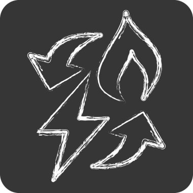 Simge Gücü 'nden benzine. Enerji Depolama sembolüyle ilgili. Tebeşir stili. düzenlenebilir