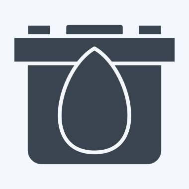 Icon Tuzlu Su Bataryası. Enerji Depolama sembolüyle ilgili. Kabartma tarzı. düzenlenebilir