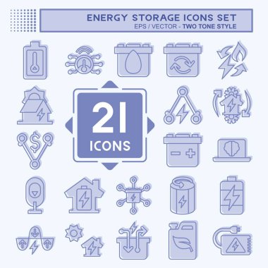 Icon Enerji Deposunu Ayarladı. Eğitim sembolüyle ilgili. İki ton stili. düzenlenebilir