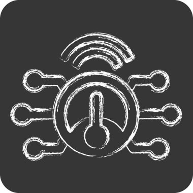 Simge Akıllı Metre. Enerji Depolama sembolüyle ilgili. Tebeşir stili. düzenlenebilir