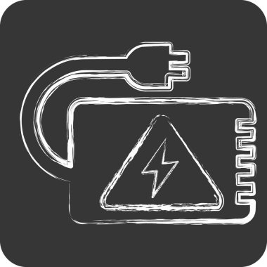 İkon Yedekleme Gücü. Enerji Depolama sembolüyle ilgili. Tebeşir stili. düzenlenebilir