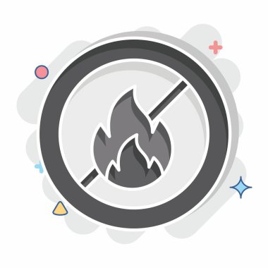 Simge Ateşe dayanıklı. Kumaş sembolüyle ilgili. Çizgi roman. Basit tasarım düzenlenebilir