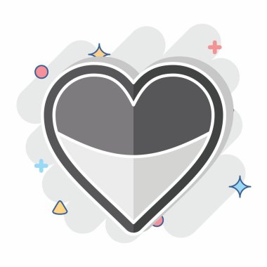 Simge Kalp Yastığı. Kumaş sembolüyle ilgili. Çizgi roman. Basit tasarım düzenlenebilir