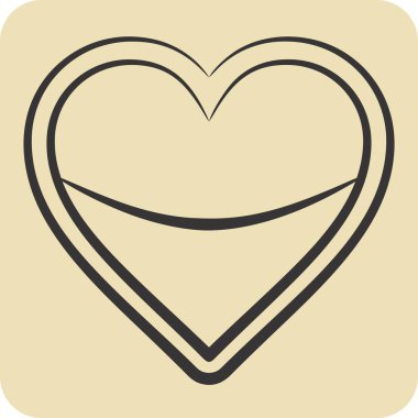 Simge Kalp Yastığı. Kumaş sembolüyle ilgili. El çizimi tarzı. Basit tasarım düzenlenebilir