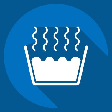 Simge Sıcak Su Kovası. Kumaş sembolüyle ilgili. Uzun gölge tarzı. Basit tasarım düzenlenebilir