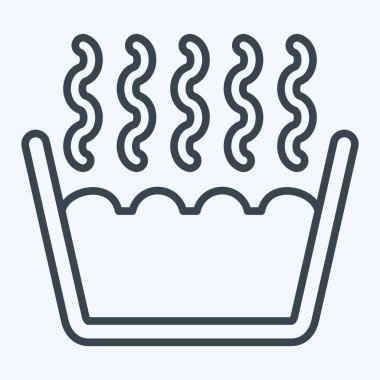 Simge Sıcak Su Kovası. Kumaş sembolüyle ilgili. Sıra tarzı. Basit tasarım düzenlenebilir