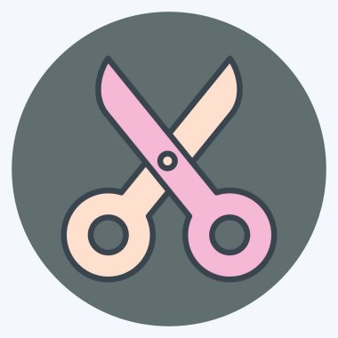 Icon Scisccors. Kumaş sembolüyle ilgili. renk arkadaşı stili. Basit tasarım düzenlenebilir