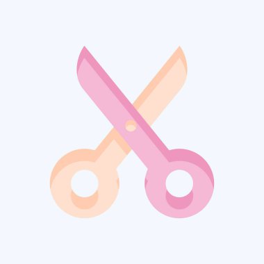 Icon Scisccors. Kumaş sembolüyle ilgili. Düz stil. Basit tasarım düzenlenebilir