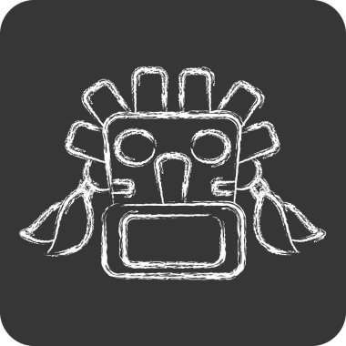 Simge Maskesi. Amerikan yerlilerinin sembolüyle ilgili. Tebeşir stili. dizayn edilebilir