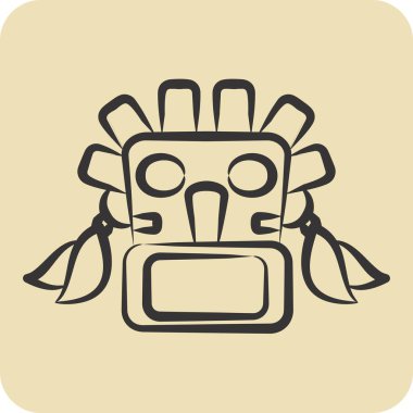 Simge Maskesi. Amerikan yerlilerinin sembolüyle ilgili. El çizimi tarzı. dizayn edilebilir