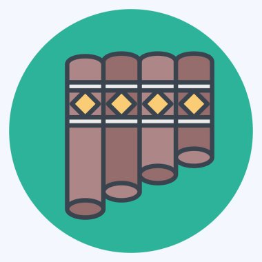 Simge Panpipe. Amerikan yerlilerinin sembolüyle ilgili. renk arkadaşı stili. dizayn edilebilir