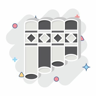 Simge Panpipe. Amerikan yerlilerinin sembolüyle ilgili. Çizgi roman. dizayn edilebilir