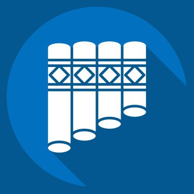 Simge Panpipe. Amerikan yerlilerinin sembolüyle ilgili. Uzun gölge tarzı. dizayn edilebilir