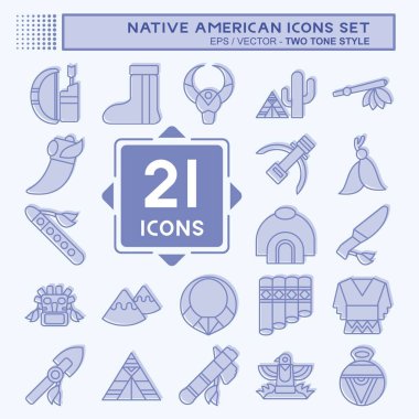 Icon Set Amerikan Yerlisi. Eğitim sembolüyle ilgili. İki ton stili. düzenlenebilir