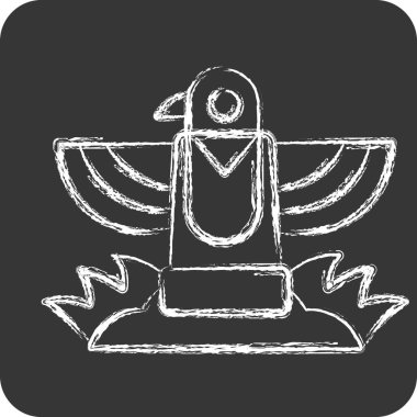 Simge Totem. Amerikan yerlilerinin sembolüyle ilgili. Tebeşir stili. dizayn edilebilir