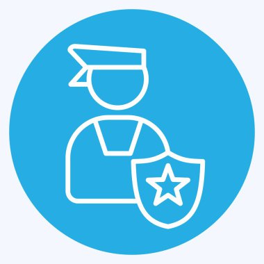 Simge Yönetimi. Adalet sembolüyle ilgili. Mavi gözlü. Basit tasarım düzenlenebilir