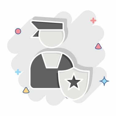 Simge Yönetimi. Adalet sembolüyle ilgili. Çizgi roman. Basit tasarım düzenlenebilir