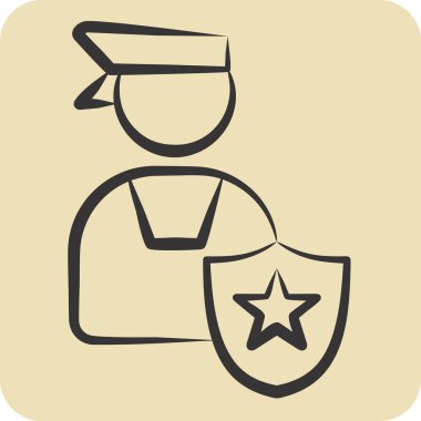 Simge Yönetimi. Adalet sembolüyle ilgili. El çizimi tarzı. Basit tasarım düzenlenebilir