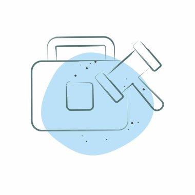 Simge davası. Adalet sembolüyle ilgili. Renkli Leke Biçimi. Basit tasarım düzenlenebilir