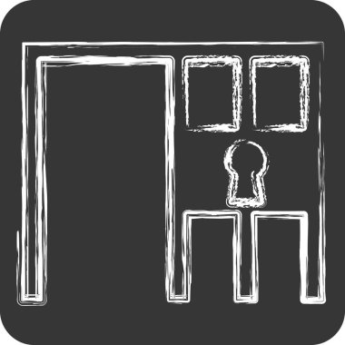 Icon Hapishanesi. Adalet sembolüyle ilgili. Tebeşir stili. Basit tasarım düzenlenebilir