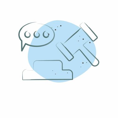 Simge Kararı. Adalet sembolüyle ilgili. Renkli Leke Biçimi. Basit tasarım düzenlenebilir