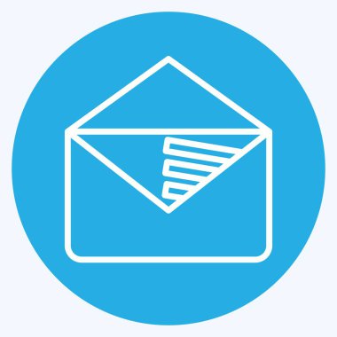 Simge E-Posta Pazarlaması. Medya ve Reklam Sembolü ile ilgili. Mavi gözlü. düzenlenebilir