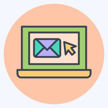 Simge e- postası. Medya ve Reklam Sembolü ile ilgili. renk arkadaşı stili. düzenlenebilir