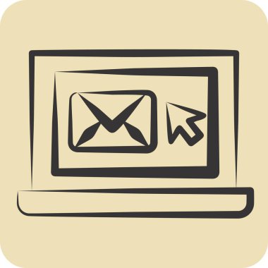 Simge e- postası. Medya ve Reklam Sembolü ile ilgili. El çizimi tarzı. düzenlenebilir